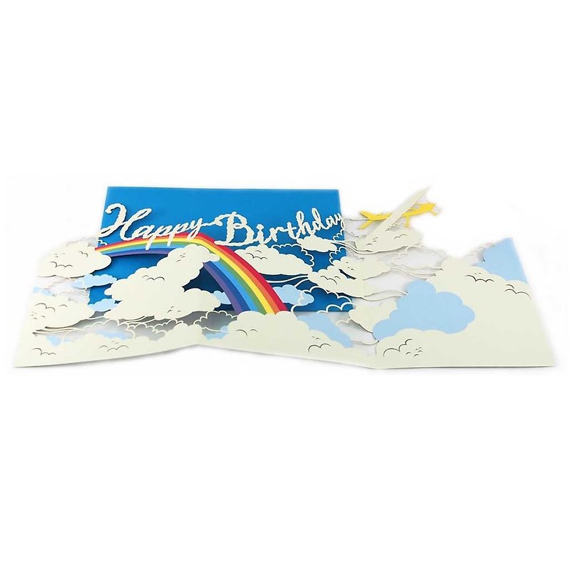 空に浮かぶレインボーポップアップカード バースデーカード - カード・はがき - 紙 多色