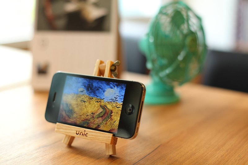 Unic easel shape log phone holder business card holder [customizable] - Phone Stands & Dust Plugs - Wood Brown