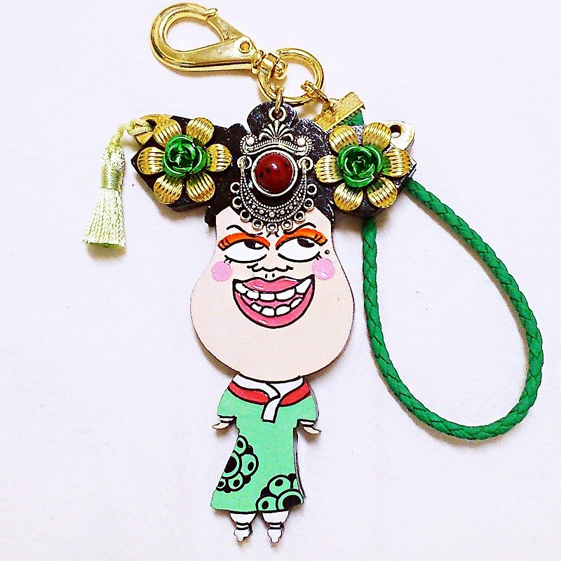 "Among people Corporation" hand-painted ornaments - small primary Charm (green) - ที่ห้อยกุญแจ - ไม้ สีเขียว