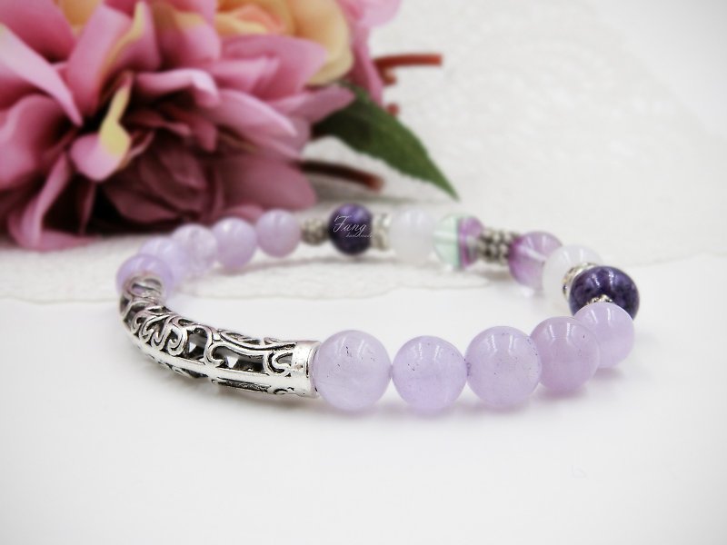 ❖Fang❖ [color] folk Purple fluorite series bracelet / F140044 - สร้อยข้อมือ - วัสดุอื่นๆ สีม่วง