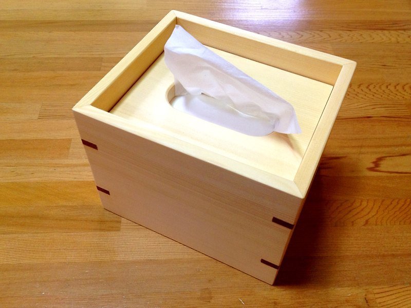 Square Tissue Box Cover - กล่องทิชชู่ - ไม้ สีนำ้ตาล