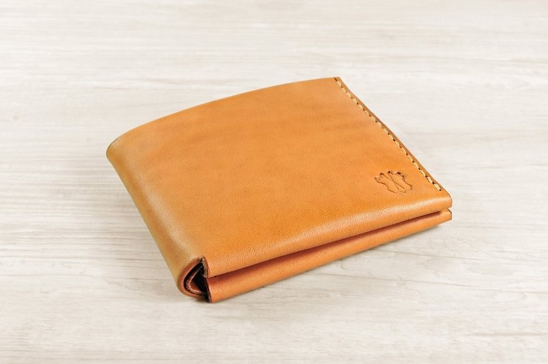 MICO Sew short leather bag Silver/ short clip / wallet / Choi cloth (focus light tea and tea) - Wallets - Genuine Leather Orange
