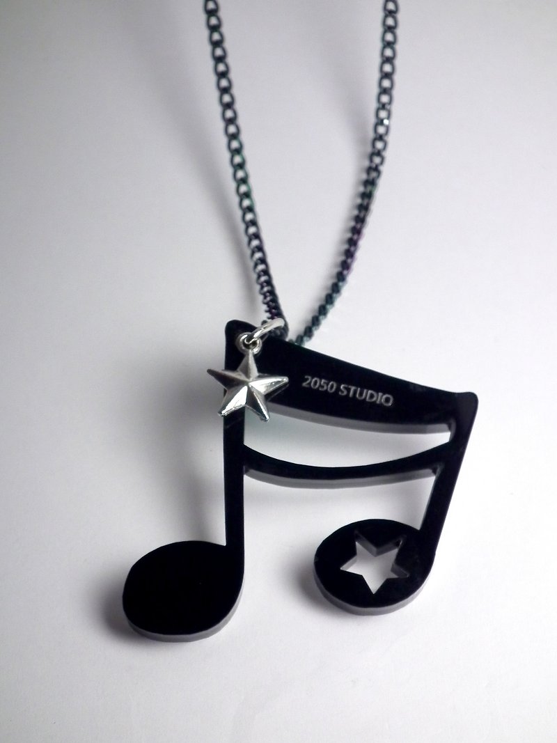 Lectra Duck▲ note (8th note)▲ necklace/key ring - Necklaces - Plastic Black