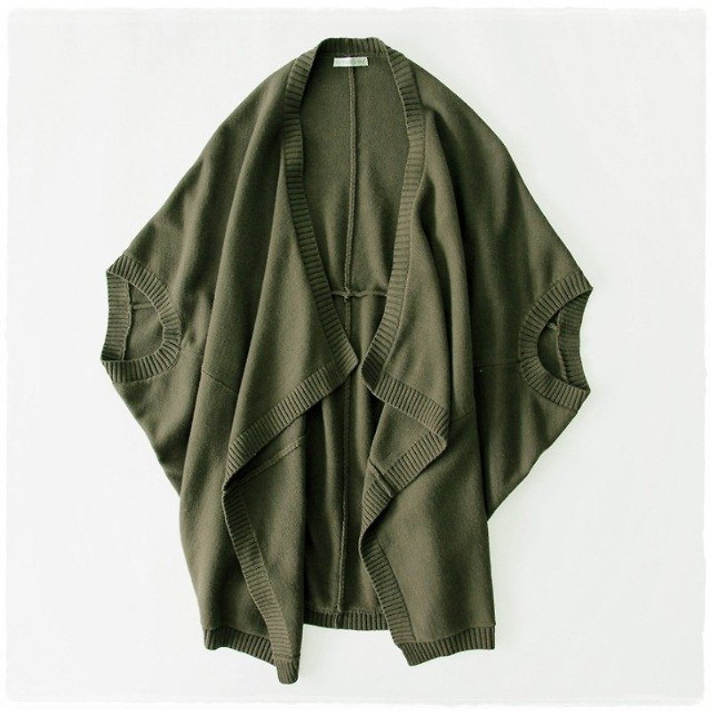 Diana寬版自在披肩 - Women's Casual & Functional Jackets - Other Materials Green