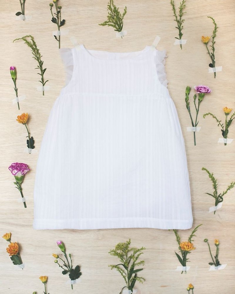 白いベスト赤ちゃんのドレス - キッズドレス - コットン・麻 ホワイト