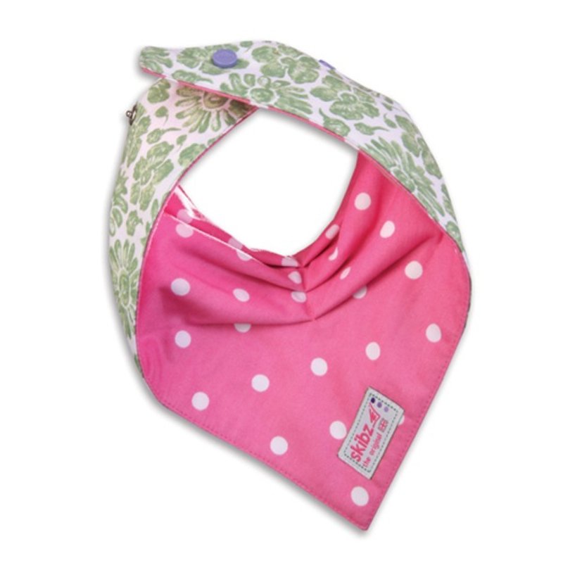 British skibz green flower pink dot fashion double-sided scarf - ผ้ากันเปื้อน - ผ้าฝ้าย/ผ้าลินิน สึชมพู