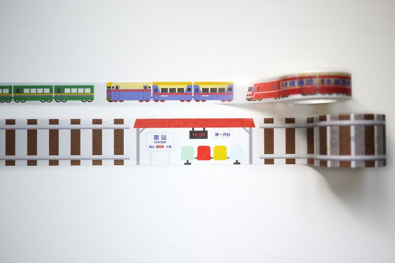 鐵道系列組合包 : 鐵路+火車紙膠帶 - 紙膠帶 - 紙 多色