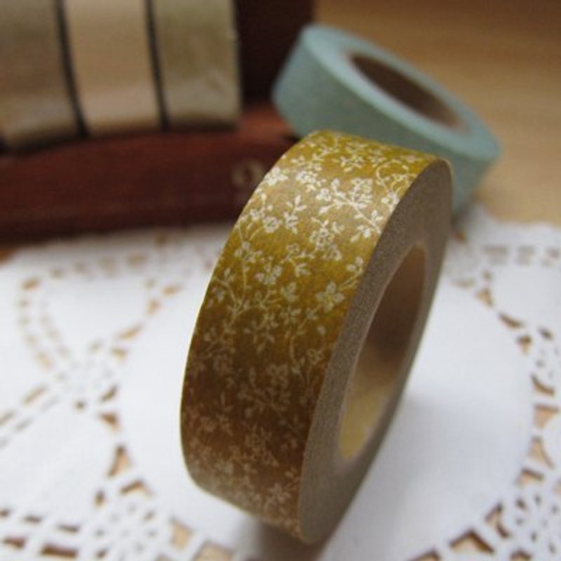 Marks Masking Tape 和紙膠帶-單捲 法式花卉款(MKTS-15 碎花-芥茉黃) - มาสกิ้งเทป - กระดาษ สีเหลือง