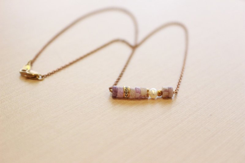 <☞ Hand in Hand ☜> Zixing Stone - Italian bread sticks Necklace (0284) - Necklaces - Gemstone Purple