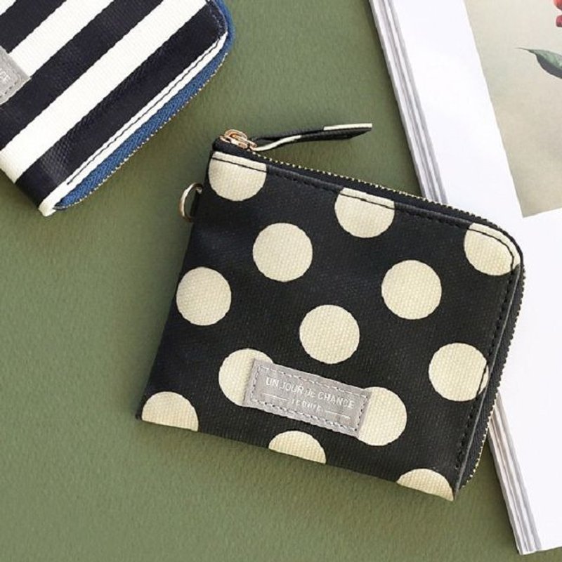 Dessin x iconic- geometric totem corner zipper wallet - little - cool black, ICO83320 - กระเป๋าสตางค์ - หนังแท้ สีดำ