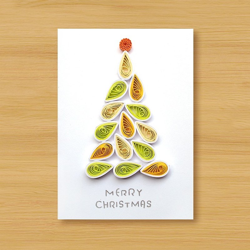 手作りロール紙カード_クリスマスツリーE ...クリスマスカード、クリスマス - カード・はがき - 紙 イエロー