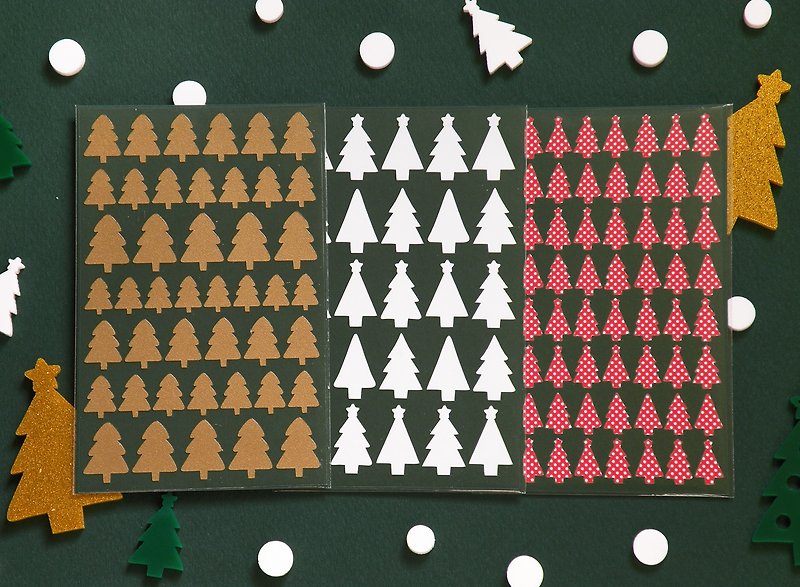 Christmas Tree Stickers - สติกเกอร์ - วัสดุกันนำ้ สีแดง