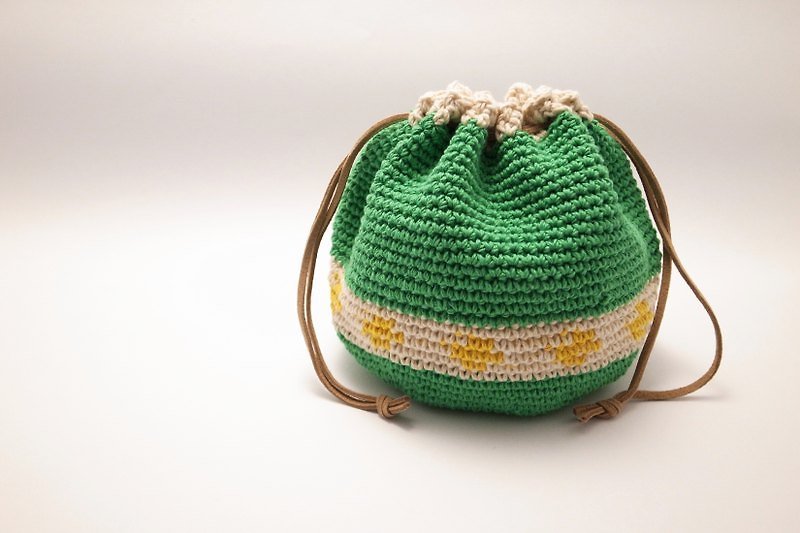 綿編束口袋(檸檬) - 其他 - 棉．麻 綠色