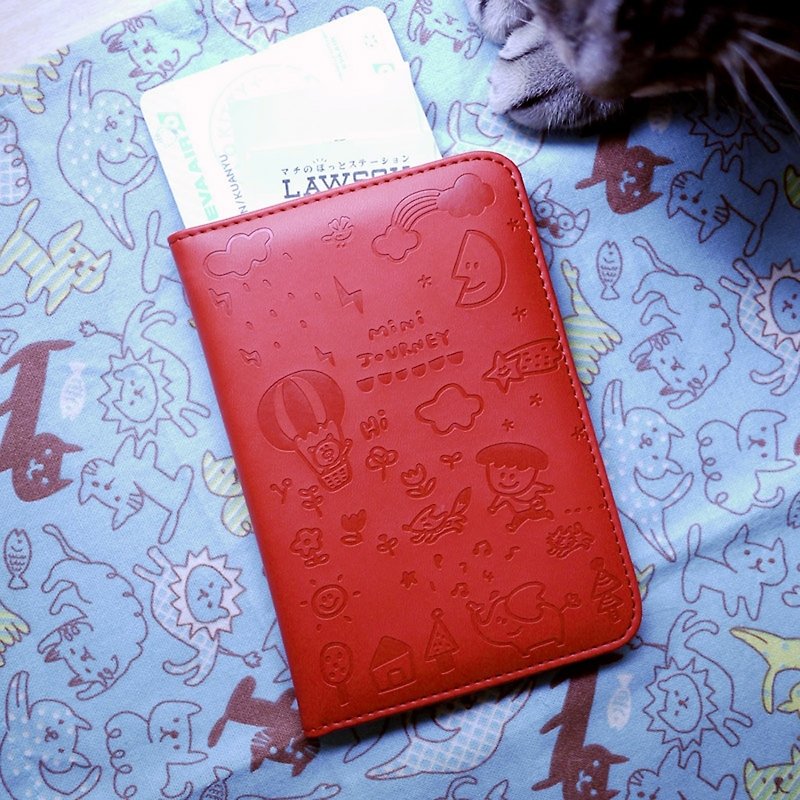 Mini Journey護照套_蘋果紅 - 護照夾/護照套 - 真皮 紅色