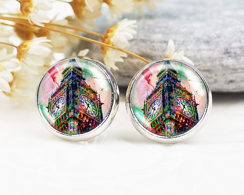Big Ben-Clip-on earrings︱Earring earrings︱Fashion accessories for small face modification︱Valentine's day gift - Earrings & Clip-ons - Other Metals Multicolor