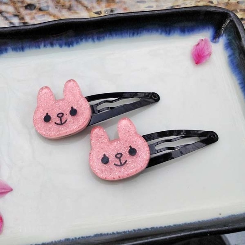 Cute rabbit, tick clip, small side clip, bangs clip - Hair Accessories - Acrylic Pink