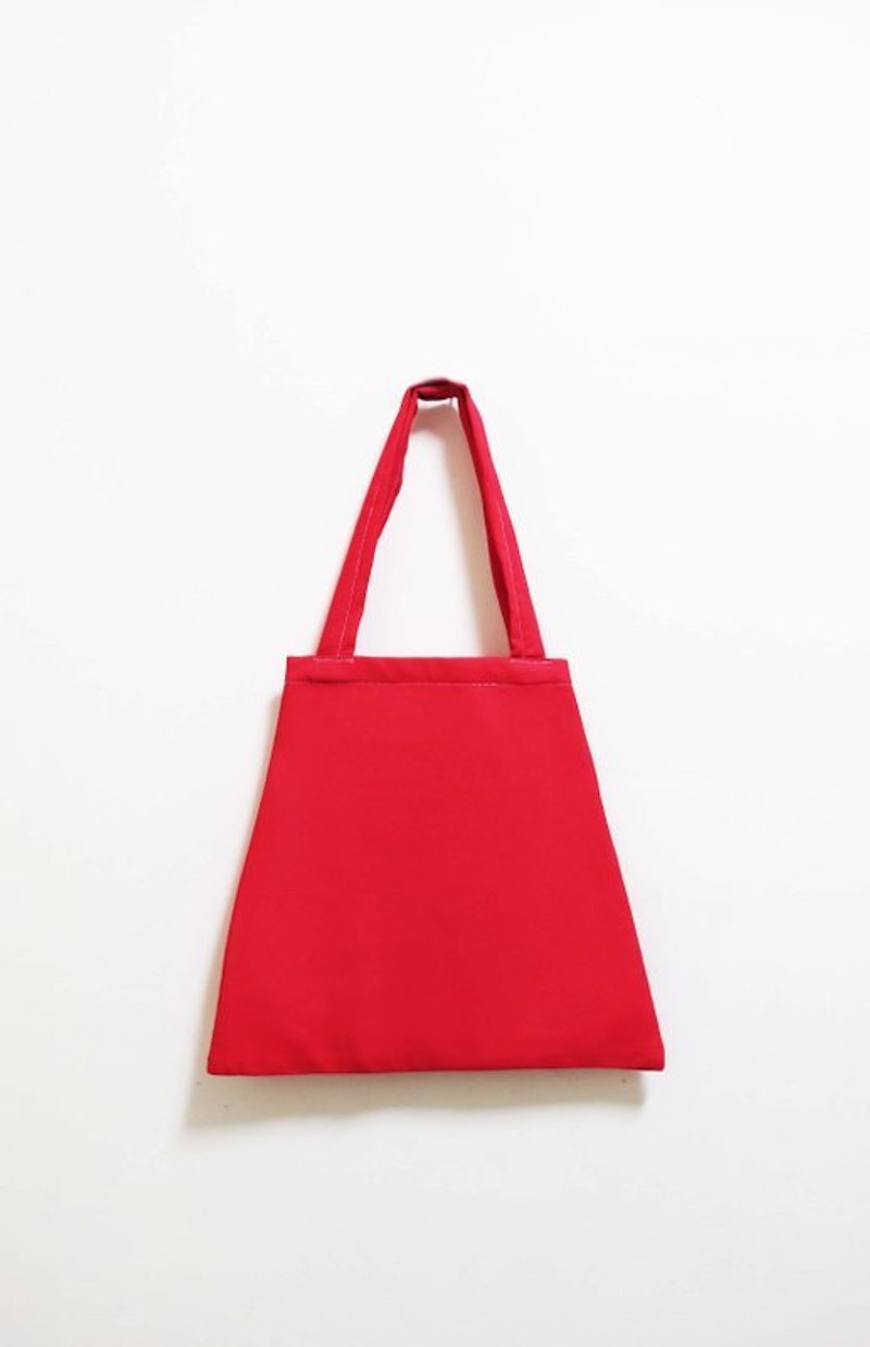 【Wahr】桃紅色梯型  手提袋/肩背包 - Messenger Bags & Sling Bags - Other Materials Red