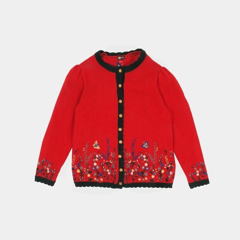 │moderato│vintage embroidered flowers retro red cardigan │ forest department. Personality retro. Girlfriend and unique. Art - เสื้อแจ็คเก็ต - วัสดุอื่นๆ สีแดง