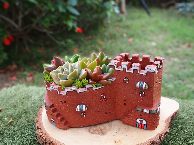 [Garden Castle] Pottery - Queen's Garden Castle (rock red) / ordering - Plants - Other Materials Red
