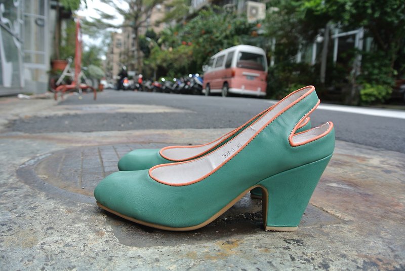 # 919 # Hepburn is not the kind of soft girl you want / green tangerine - Women's Casual Shoes - Genuine Leather Green