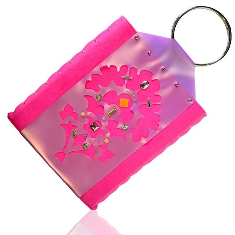Thistle flower motif hand bag without stitch - กระเป๋าถือ - ไฟเบอร์อื่นๆ สีม่วง