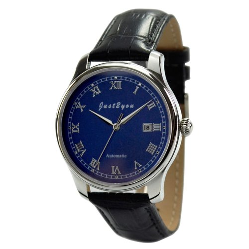 S and M watch 簡約自動上鍊機械錶(藍面羅馬字)- 全球免運