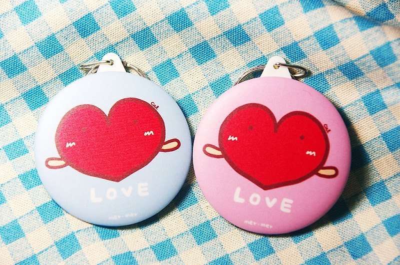 LOVE mirror key ring/1pc - Charms - Other Metals Pink