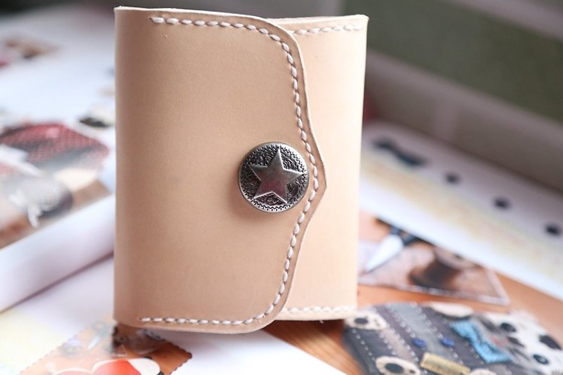 Handmade vegetable tanned leather folded purse can be customized DIY - Other - Other Materials 