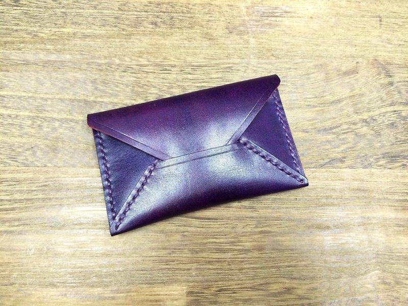 Portable Purple Leather Card Holder - Cards & Postcards - Genuine Leather Purple