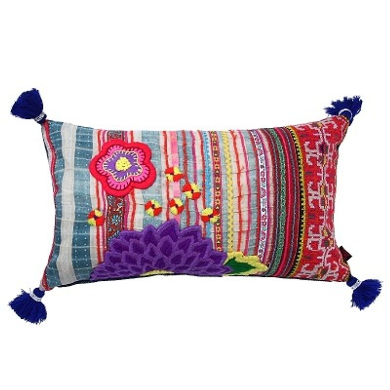 GINGER │ Danish Thai design-tribal style hand-made embroidery midday pillow - Pillows & Cushions - Thread 