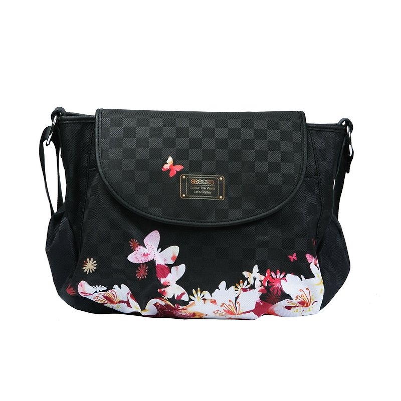 COPLAY  shoulder bag-flowers - กระเป๋าแมสเซนเจอร์ - วัสดุกันนำ้ สีดำ