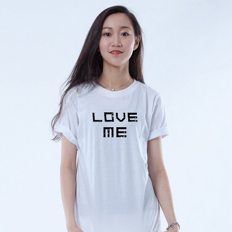 ICARUS Icarus original trend design short TEE LOVE series-"LOVE ME" - Men's T-Shirts & Tops - Other Materials White
