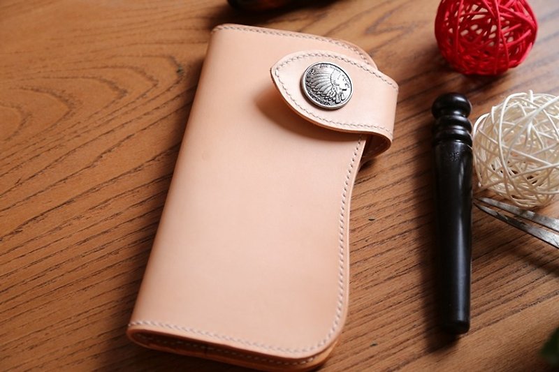 Miyuetang vegetable tanned plain noodles long wallet DIY custom hand-stitched - Leather Goods - Genuine Leather 