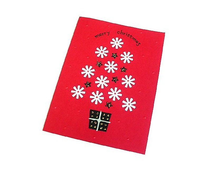 手作りカード_フラワークリスマスカードA - カード・はがき - 紙 レッド