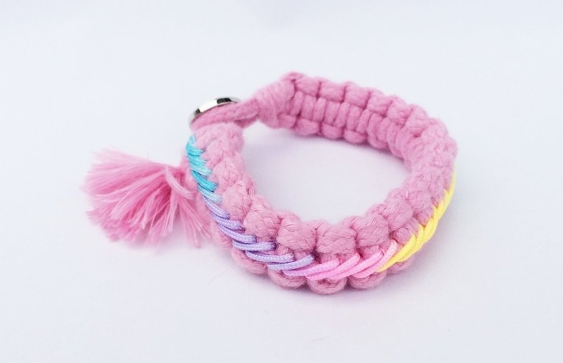 Caisheng - Pink Fringed braid - Bracelets - Cotton & Hemp Pink