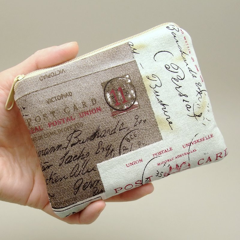 ジッパー財布、カードパック、キーケース、ヘッドフォンパッケージ、小型パッケージ材料（新聞c）は（ZS-148） - 小銭入れ - コットン・麻 ブラウン