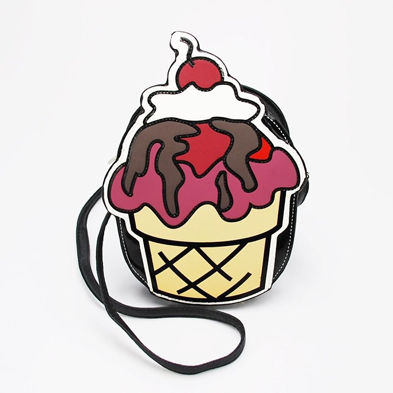 Sleepyvilleクリッタークールな音楽村USAデザイン - 桜のチョコレートアイスクリーム遊び心スタイルのメッセンジャーバッグ86077UB - ショルダーバッグ - 革 多色