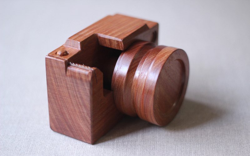 手工木製微型相機▣ mt 膠台(附鏡頭) - 紙膠帶 - 木頭 咖啡色