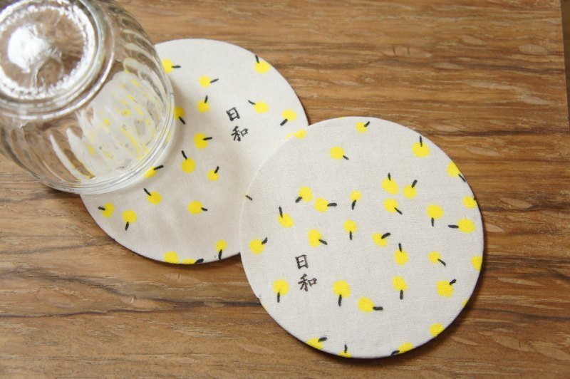 黃色小蒲公英-日和款 布質杯墊 /可作卡片用途 4入 - 卡片/明信片 - 其他材質 黃色