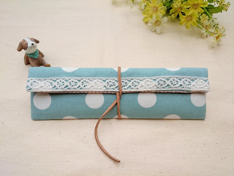 【十木米。Lorenza】簡約筷子袋 #水藍 - 筷子/筷子架 - 其他材質 藍色