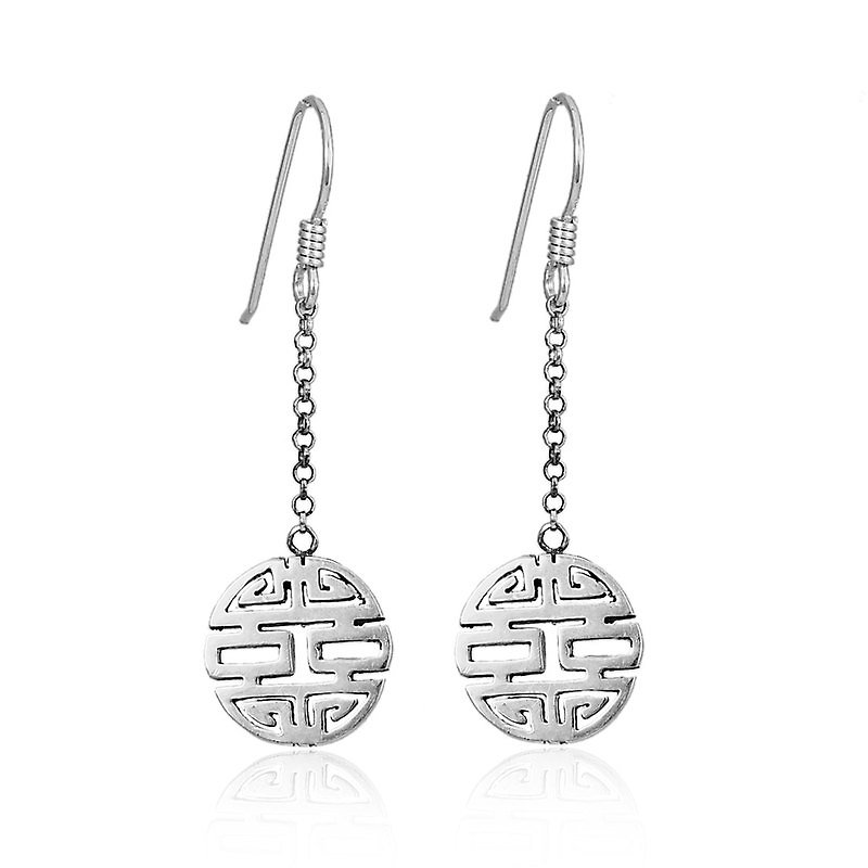 Modern Chinese Style: Earrings Sterling Silver Earrings-ART64 - Earrings & Clip-ons - Sterling Silver Silver
