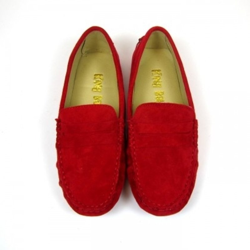 堡貝王真皮手工鞋（女）【磨砂/豆底/大紅】 - 芭蕾舞鞋/平底鞋 - 真皮 紅色