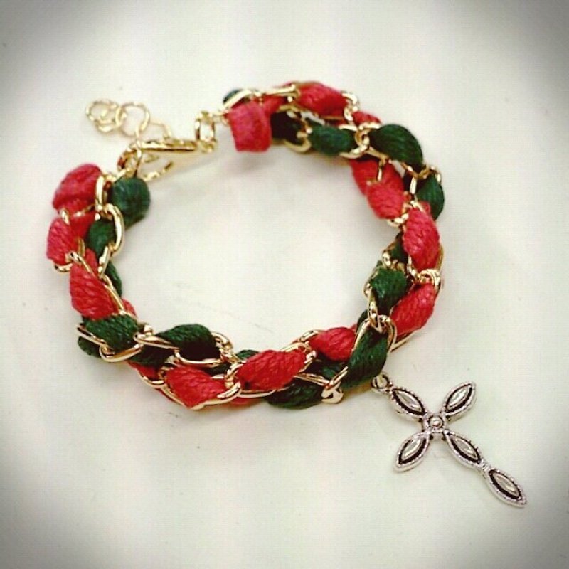 Color double loop Wax rope bracelet ~ Christmas limited edition special edition - สร้อยข้อมือ - โลหะ หลากหลายสี