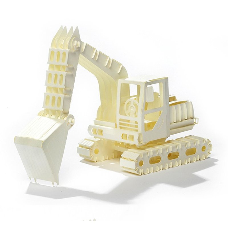 Papero Paper Landscape DIY Mini Model-Excavator/Excavator - 木工/竹細工/ペーパークラフト - その他の素材 ホワイト