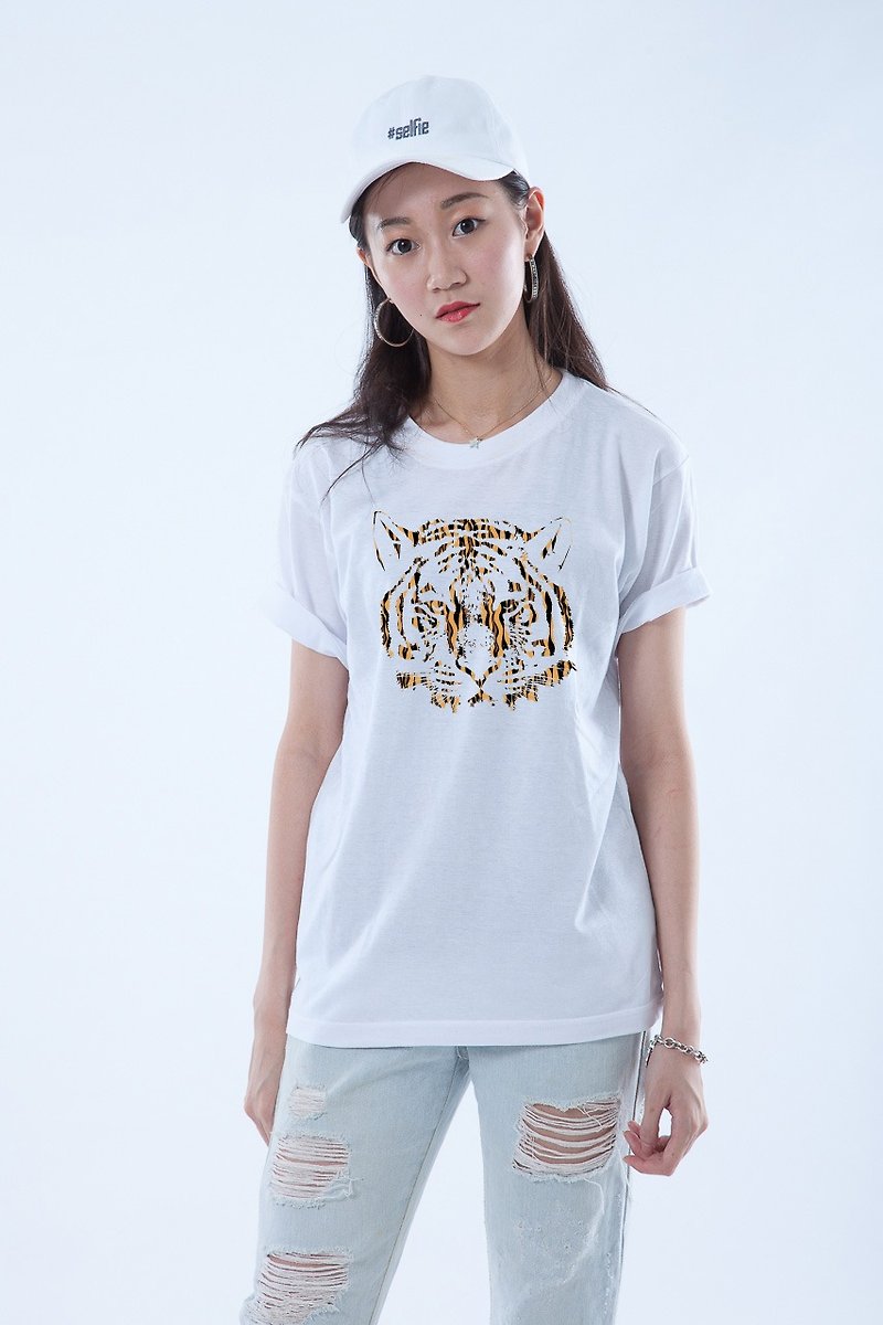 ICARUS 伊卡魯斯 原創潮流設計短TEE  ANIMAL動物系列TIGER 虎 - T 恤 - 棉．麻 黑色