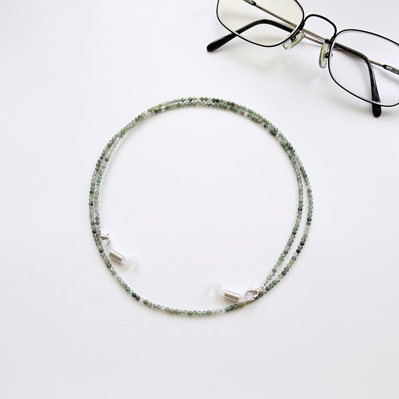 Seaweed Agate Beaded Eyeglasses Holder Chain - Gift for Mom & Dad - สร้อยคอ - เครื่องประดับพลอย สีเขียว