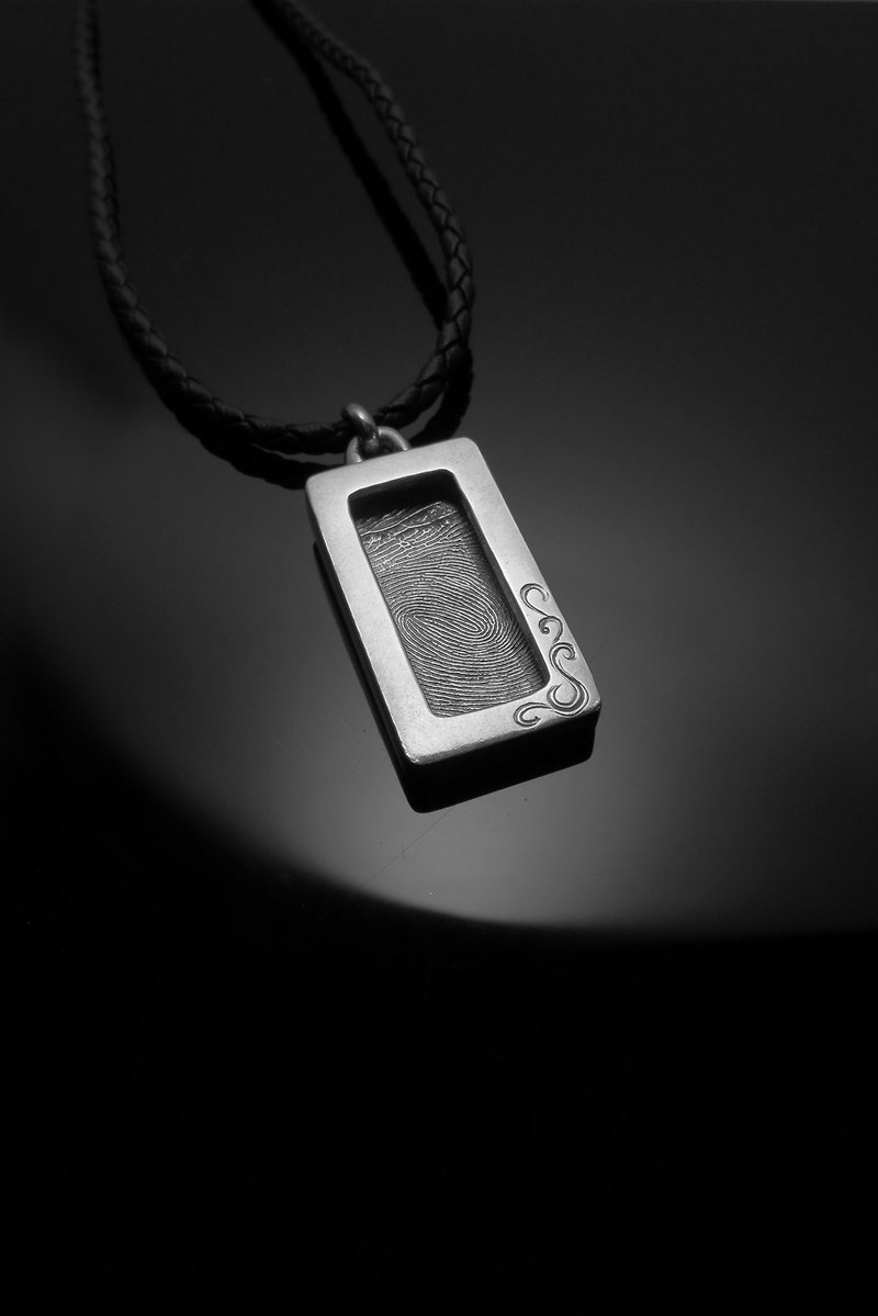 ReShi / fingerprint package square pendant / 925 sterling silver / fingerprint silver / custom handmade / Valentine's family gifts - สร้อยคอ - โลหะ สีเงิน