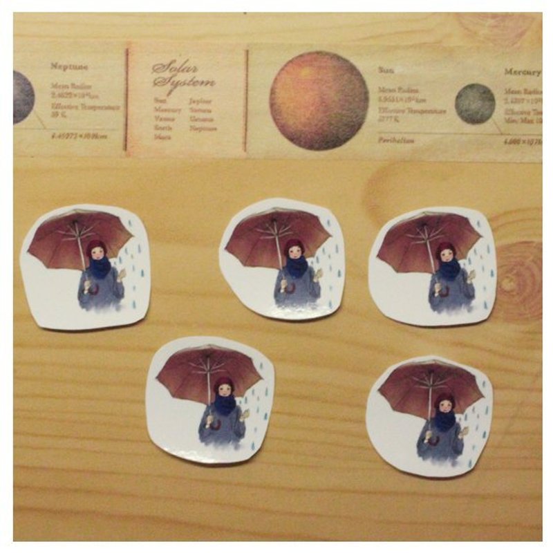 Raining day ,貼紙組（5入） - Stickers - Paper Brown