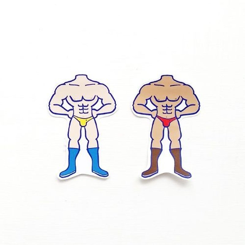 1212 fun design waterproof stickers funny stickers everywhere - small meat wrestler - Stickers - Waterproof Material Red