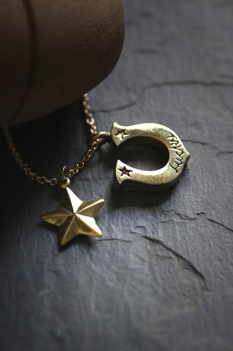 Horseshoe with Star Necklace by Defy. - Necklaces - Other Metals Gold